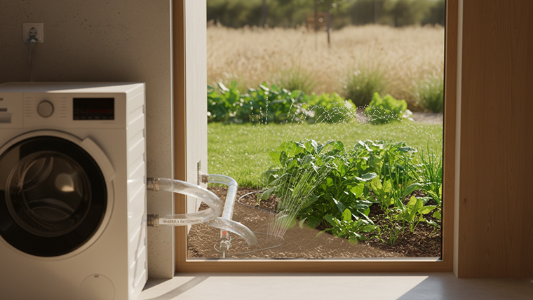 Récupérer l’eau du lave-linge pour arroser le jardin